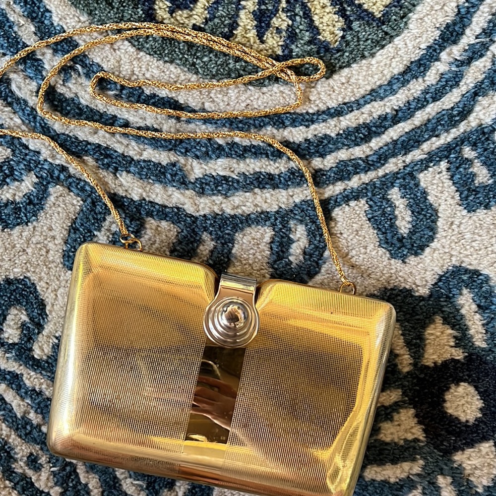 Metal two tone evening clutch